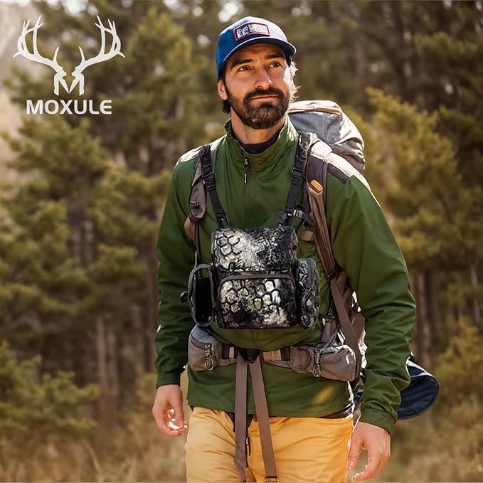 MOXULE Binocular Harness Chest Pack: Bino Case with Rangefinder Pouch | Silent magnetic lid, one-handed access, removable pouches, rain cover, MOLLE webbing for hunting hiking bird watching - Image 6