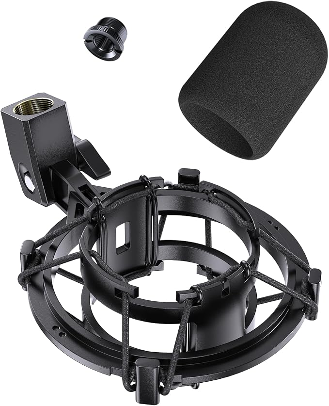 Custom Built Shock Mount with Pop Filter for AT2020 Microphones, Pro | Reduces Vibration Noise, Improves Recording Quality, Compatible with Audio Technica AT2020USB+, AT2035, AT4040 Condenser Mics by Borenbuir