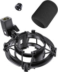 Custom Built Shock Mount with Pop Filter for AT2020 Microphones, Pro | Reduces Vibration Noise, Improves Recording Quality, Compatible with Audio Technica AT2020USB+, AT2035, AT4040 Condenser Mics by Borenbuir