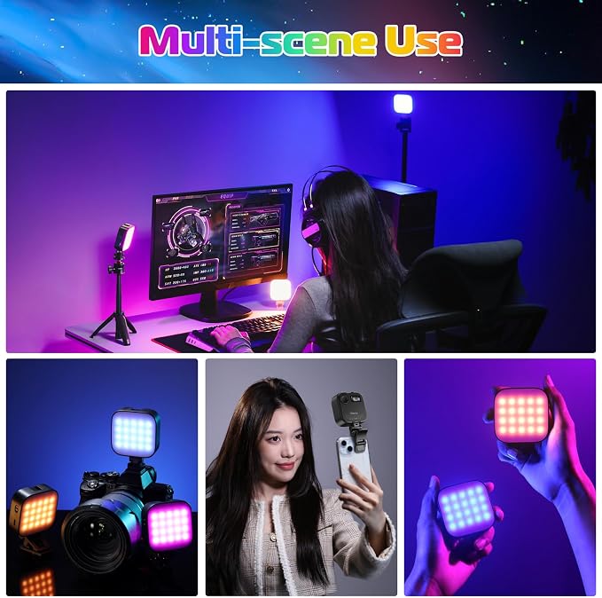 ULANZI U60 RGB Video Lights Black LED Camera Light 360° Full Color Portable Photography Lighting w Quick Release Cold Shoe Adapter and Clip, 2500mAh Rechargeable CRI 95+ 2500-9000K Dimmable Panel Lamp - Image 2