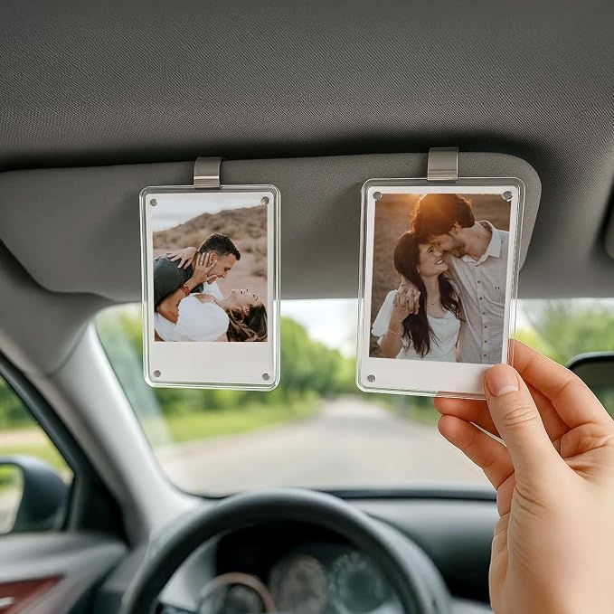 Acrylic Car Visor Photo Frame with Metal Clip, Car Accessories Magnetic Clear Picture Holder for Sun Visor, Display Baby, Family or Pet Photos in Car - Image 9