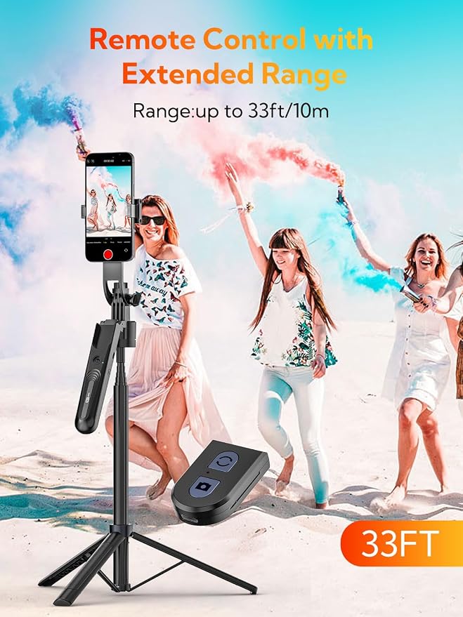 70" Auto Face Tracking Phone Tripod for iPhone w/Remote UTK-01 | For iPhone & Android, 360° Rotation, No App Needed, Remote Control, Gesture Control, Extendable Selfie Stick,1/4"Screw Mount - Image 4