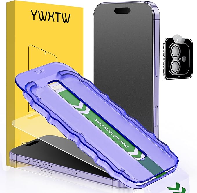 YWXTW 2 Pack for iPhone 17 Matte Screen Protector 6.3 Inch + 1 Set Camera Lens Protector, [1S Pull-Out] Anti Glare Anti Fingerprint 17 Glass Screen Protector, Bubble Free, Smooth as Silk by YWXTW