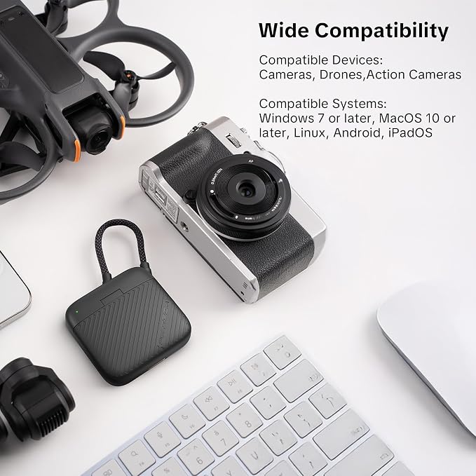 PGYTECH Mini SD Card Reader Case, 2-in-1 UHS-II SD/TF Card Reader Holder | CreateMate High-Speed Dual-Slot Transfer/USB 3.1/Type-C with 6-Slot Storage Portable, for Camera/Drone/Phone/Pocket 4, White - Image 8