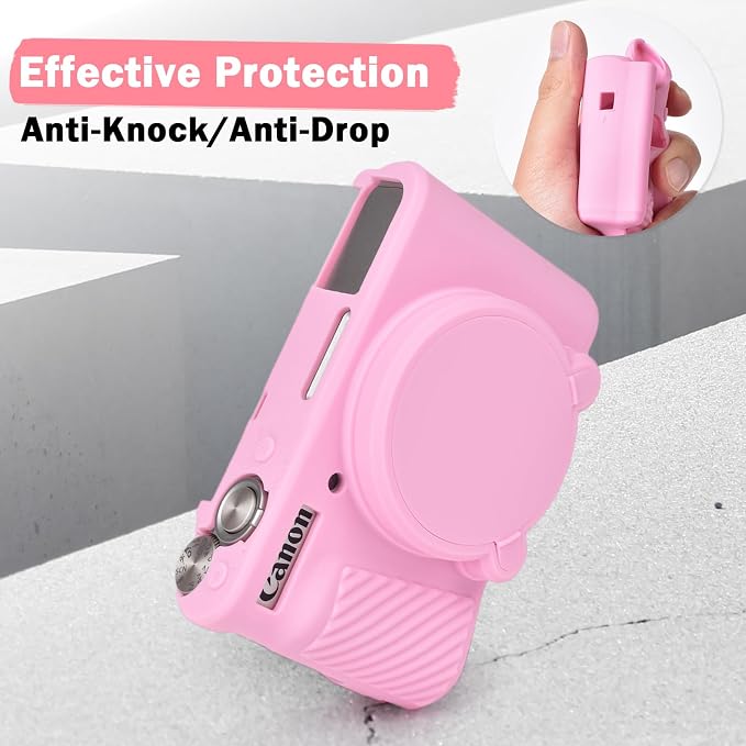 MUZIRI KINOKOO Case for Canon Powershot SX740/SX730 HS Digital Camera - Soft Protective Cover SX740 SX730 HS Camera Silicone Sleeve with Removable Lens Cover - Anti-Slip & Anti-Scratch - Pink - Image 4
