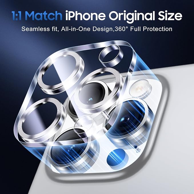 UniqueMe for 3 Pack iPhone 16 Pro/16 Pro Max Camera Lens Protector -Silver | Drop Protection, Case Friendly, 9H Tempered Glass, Camera Cover Screen, Update New Version - Image 5