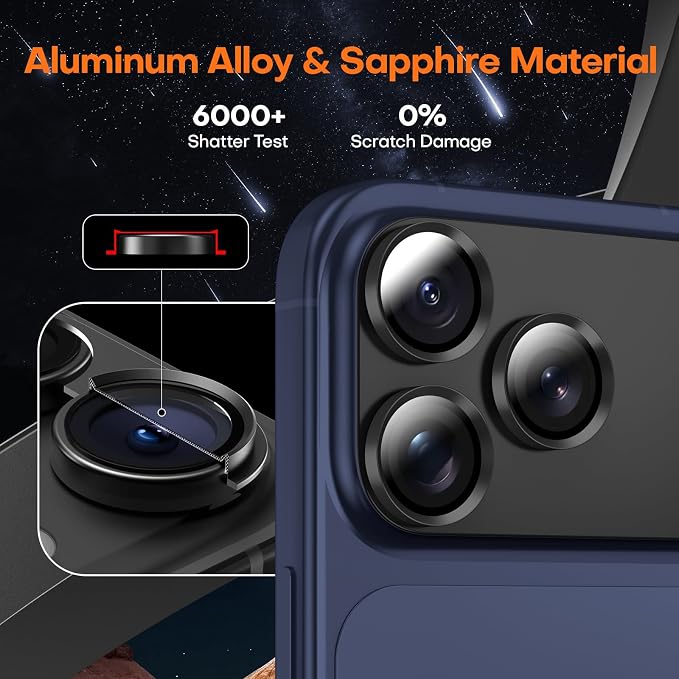 for iPhone 17 Pro Max Camera Lens Protector- Black | Aluminum Alloy, Tempered Glass Camera Cover, Nano Reinforced Adhesive, Accessories, Anti-Drop, Anti-Scratch, Case Friendly - Image 6