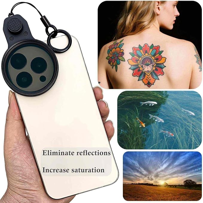 CPL Filter for Phone Anti Glare, 67mm Clip On Polarizing Lens | for iPhone 17/16/15/14/13/12/11 & Samsung Galaxy S26/S25/S24/23. - Image 2