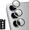 for Samsung Galaxy S25 Plus Camera Lens Protector, Individual Metal Ring Tempered Glass Lens Cover, [Strong Adsorption] Scratch Resistant Ultra-Thin HD Clear Lens Cover, 1 Set-Silvery by Btscase