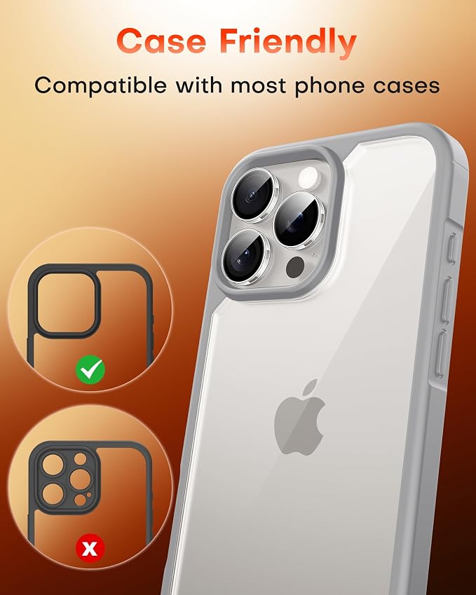 TOCOL for iPhone 16 Pro Max Camera Lens Protector/iPhone 16 Pro Camera Lens Protector Tempered Glass HD Individual Scratch Resistant Cover Accessories Case Friendly 2 Pack（Clear） - Image 7