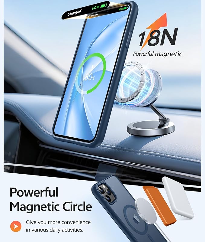 FNTCASE for iPhone 11 Pro Max Case, Fit for Magsafe, Translucent Matte Back | Magnetic Phone Cases, 14FT Military Grade Drop Protection, Slim Shockproof Protective Cover, Blue - Image 3