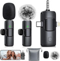 MENERESAS 3-in-1 Mini Microphone for iPhone: Wireless Lavalier Microphones for iOS/Android/Camera - Noise Reduction Lapel Mic, Clip on Mic for Video Recording Vlog, YouTube by MENERESAS