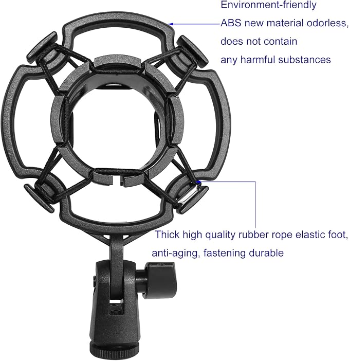 Microphone Shock Mount LUORNG Universal Black Anti-Vibration Mic Holder for 42~46mm/1.65~1.81in Diameter Studio Condenser Mic, Mic Clip Holder - Image 3