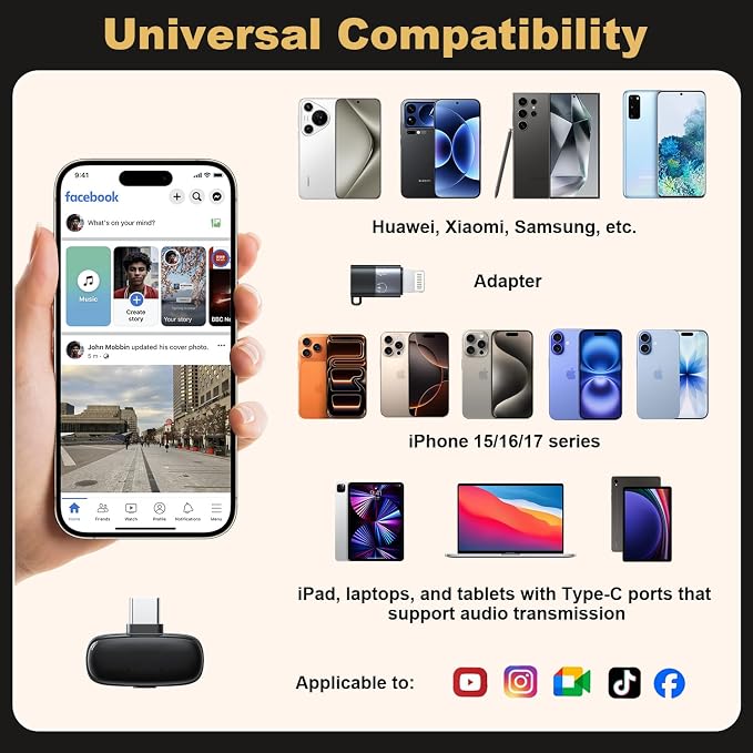 Wireless Lavalier Mini Microphone for iPhone ipad Android | 30H Long Battery Life, Noise Cancellation, Plug & Play for Vlogging, Video Recording, Podcast, YouTube, TikTok - Image 4