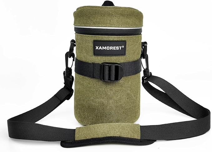 Camera Lens Case Lens Bag Compatible (4.13" x 7.28"(Canvas, Green)) by XAMOREST