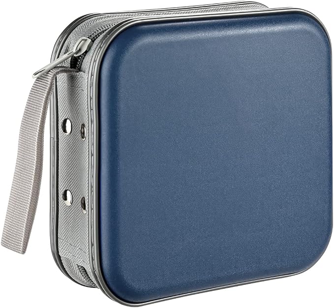 LIOVODE DVD Case, 48 Capacity Hard Plastic CD Case Holder for Car | DVD Storage, Hand Strap, Zipper Closure, Scratch-Resistant Sleeves, CD Storage for Music Blu-Ray Game Disc for Travel Office by LIOVODE