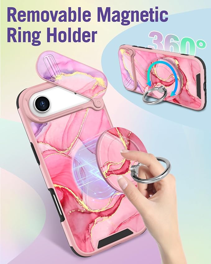 Buleens for iPhone 17 Air Case 6.5 Inch - with Ring Stand & Camera Cover Aesthetic Cute Designed for Women Girls Pretty Girly Fashion Teens Phone Case for iPhone 17 Air Compatible with Magsafe - Image 5