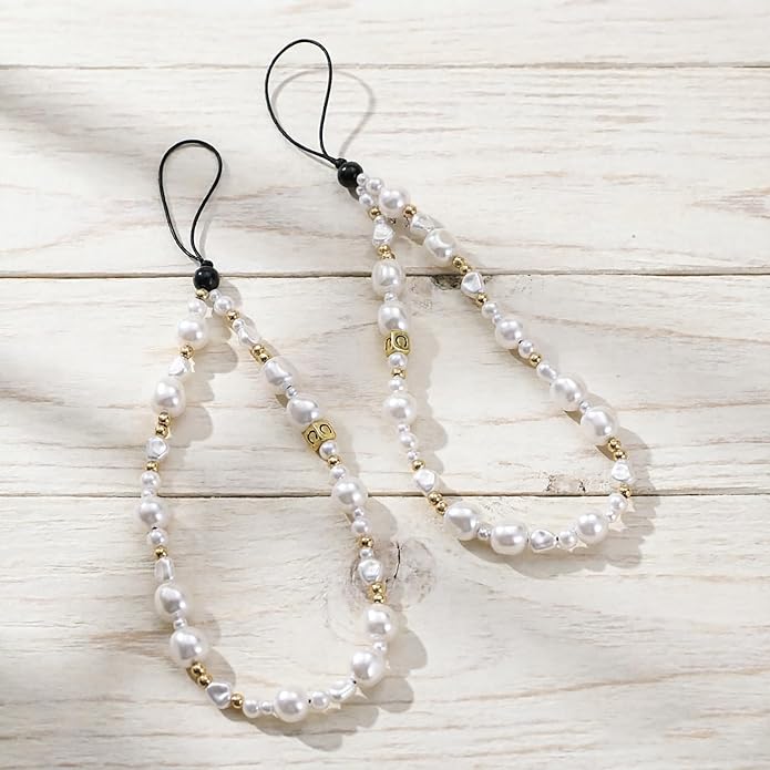Beaded Phone Charm Lanyard Strap Girly Style Fixed Beads Pearl Lanyards - Image 7