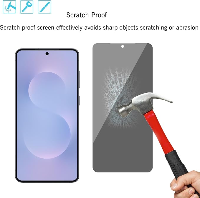 Ailun Privacy Screen Protector+Camera Lens Protector for Galaxy S25 Edge | 3+3 Pack, Anti Spy Private Tempered Glass Film, Case Friendly, HD - Image 3