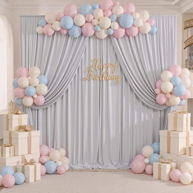 10ftx8ft Wrinkle Free Silver Backdrop Curtain for Parties, Thick Polyester Backdrop Drapes for Wedding Birthday Party Photography Background Baby Shower Decor - Image 5