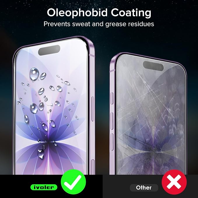 ivoler Screen Protector for iPhone 17/16 Pro 6.3" Tempered Glass 2-Pack | with [Easy Installation Frame], Anti-Scratch Case Friendly Clear HD Film for iPhone 17/ iPhone 16 Pro 6.3 inch - Image 6