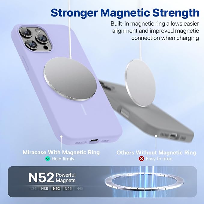 Miracase Silicone & Magnetic for iPhone 12 Pro Max Case, Light Purple | Compatible with MagSafe, Soft Microfiber Lining, Premium Silicone Case Shockproof Drop Protection Phone Case for 12 Pro Max - Image 7
