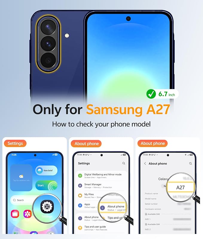 FNTCASE for Galaxy A27 5G Phone Case, Fit for Magsafe, Screen Protector | Translucent Matte, 14FT Military Grade Drop Protection, Slim Shockproof Protective, for Samsung A 27 4G Cover, Blue - Image 2
