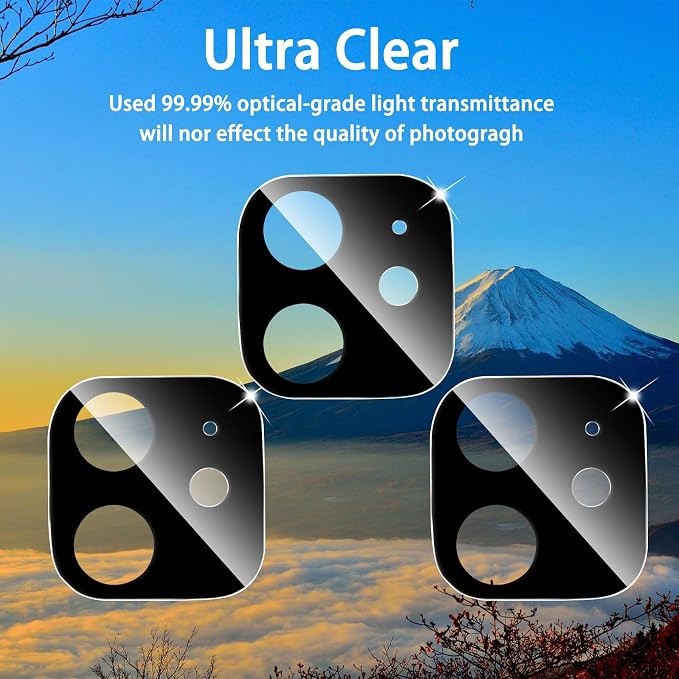 Dengduoduo 3 Pack Tempered Glass Camera Lens Protector for iPhone 12 6.1" Bling Glitter Sparkle, Ultra HD, 9H Hardness, Anti-Scratch, Case Friendly, Easy to Install [No Affect on Night Shots] - Image 3