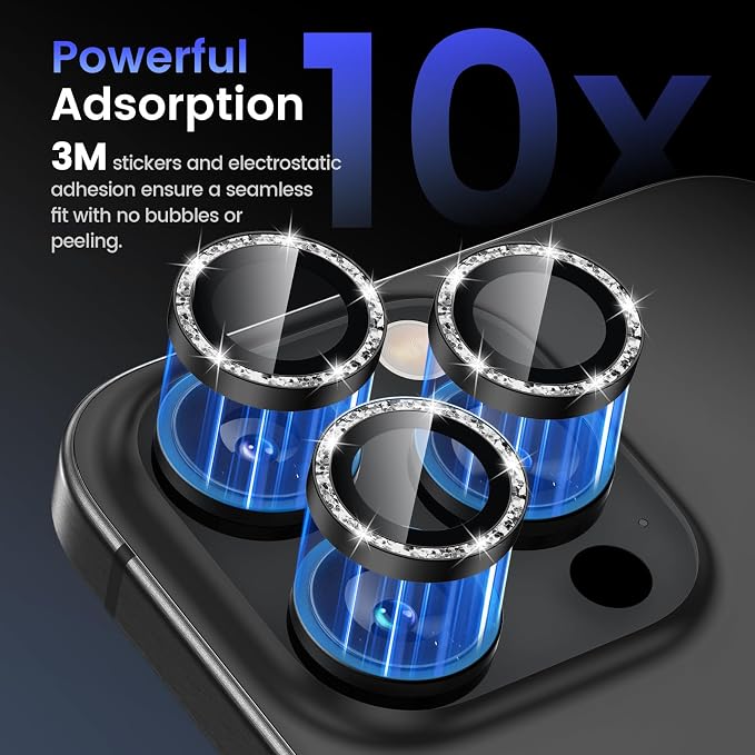 Tensea Camera Lens Protector for iPhone 16 Pro Max/16 Pro/15 Pro Max/15 Pro | Metal Aluminum Alloy Tempered Glass Cover Bling Camera Screen Protector Accessories, Case Friendly - Image 4