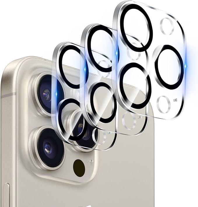 【3 Pack】Dengduoduo Tempered Glass Camera Lens Protector for iPhone 15 Pro 6.1" & iPhone 15 Pro Max 6.7", Ultra HD, 9H Hardness, Anti-Scratch, Case Friendly, Easy to Install [No Affect on Night Shots] by Dengduoduo