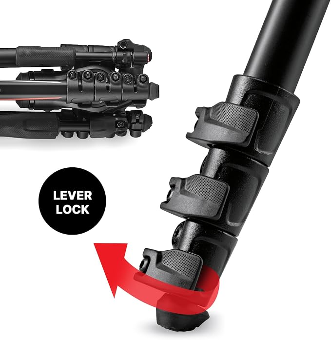 Manfrotto Befree Advanced 3-Way Camera Tripod for Sony's Alpha Cameras, Aluminium Travel MiniTripod, Lever Lock, with 3-Way Fluid Head, for Photo and Video, Vlogging Equipment, Carry Bag, MKBFRLA-3W - Image 5