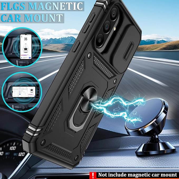 Gritup for Samsung A56 Case: A56 Samsung Phone Case with 2*Screen Protector, Magnetic Stand & Slide Camera Cover, Shock Proof Military-Grade Funda para A 56 Case Cover, Black - Image 6