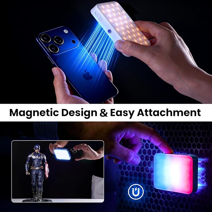 RGB Video Light, 135 LED Portable Camera Light, 360° Full Color Photography Lighting, 2700-7500K CRI 95+, 13 Light Modes for Phone, DSLR Video Recording, Vlog, YouTube Game Live Streaming - Image 8
