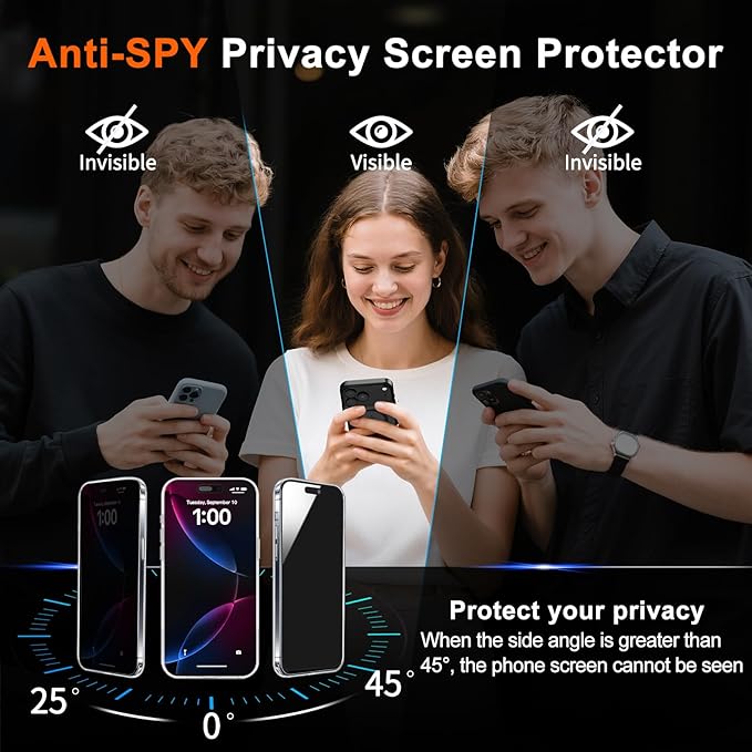 for iPhone 17 Pro Max Case Clear with Privacy Screen Protector | Magnetic, Compatible with MagSafe, Shockproof Slim Phone Case for 17 Pro Max Cover, Transparent - Image 3