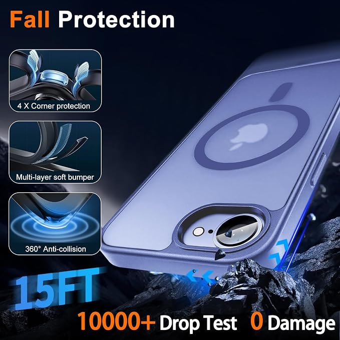 Magnetic for iPhone 17e Case & iPhone 16e Case, Light Blue | Full Camera Protection, Privacy Screen Protector, Compatible with MagSafe, Translucent Matte Shockproof Cover for 17 e 16 e - Image 4