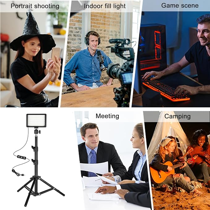 LED Photo Video Light 3-Pack,Dimmable 5600K USB LED Continuous Lighting Kit | Photography Lights with Tripods and Color Filters for Photo Studios, YouTube, TikTok, Video Recording, Game Streaming - Image 3