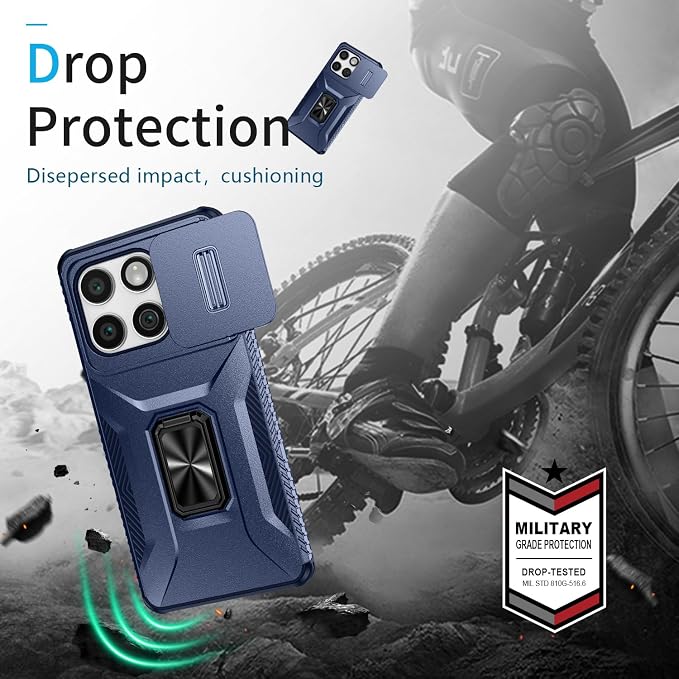 for Moto Edge 2025 Case,with Sliding Camera Lens Cover,HD Screen Protector,360° Rotating Kickstand,AYMECL Military-Grade Shockproof Protective Cover for Motorola Moto Edge 2025,Blue - Image 7