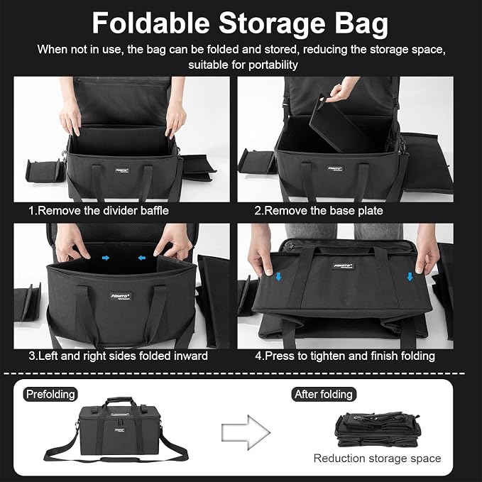 FOMITO AB-27B Foldable Camera Storage Bag 44x30x22cm Shockproof Case for DSLR, Gimbal, Drone Heavy-Duty Handle - Image 6