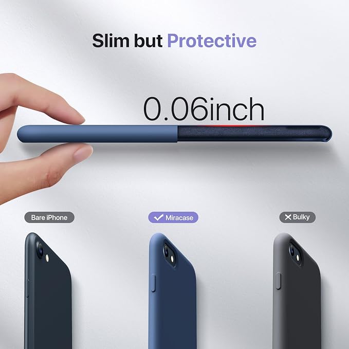 miracase Ultra Slim Designed for iPhone SE Case 2022(3rd Gen)/iPhone SE 2020 Case(2nd Gen)/iPhone 7 Case/iPhone 8 Case with Screen Protector, Multi-Color Silicone Shockproof Phone Case(Glass Blue) - Image 3
