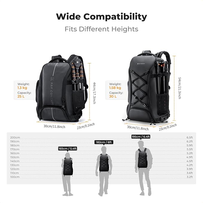 K&F CONCEPT Camera Backpack,30L Large Capacity Camera Bag for Photographers | Raincover, 16 Inch Laptop Compartment, Compatible for Canon/Nikon/Sony/DJI Mavic Drone, Travel, B12 - Image 7