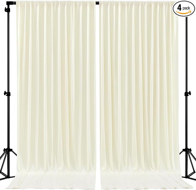 16ftx10ft Wrinkle Free Beige Backdrop Curtain - 10 Feet Photography Backdrop Drapes, Silky Polyester Back Drop Cloth for Wedding Baby Shower Balloon Arch Background by Unknown