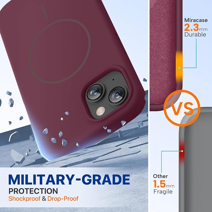 Miracase Silicone for iPhone 13 Case, Wine Red | Soft Anti-Scratch Microfiber Lining, Premium Silicone Cover Shockproof Drop Protection Phone Case for 13 - Image 2