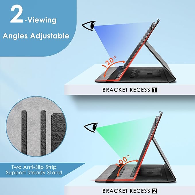DETUOSI Universal 10.1 inch Tablet Case,Scratch Resistant | For ECOPAD ‎TH-KK12C,URAO X109,Aiprotablet C20e,Folio Leather Protective Cover,2-Angle Viewing Stand,3 Card Slots,Black - Image 5
