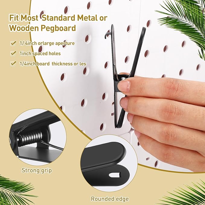 CroBlissful Pegboard Clips Peg Board Metal Accessories Hook, Black, 20 Pcs - Image 4