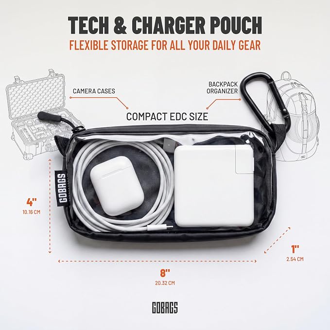 GOBAGS NEO Production Zipper Bags (2-Pack) - Electronics & Camera Accessories Bag - Cable Organizer, Gear Accessory Pouch, Travel Camera Essentials (Extra Small, Black) - Image 4