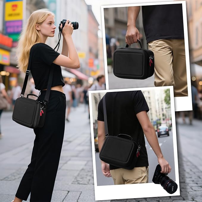 ProCase Hard Shell Digital Camera Case for Canon Rebel T7 -Black | Soft Padded Bag with 1 Shoulder Strap and 3 Adjustable Dividers for Digital Camera EOS R100/R50/DSLR/SLR/Nikon/Sony - Image 5