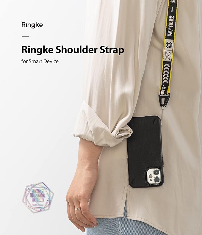 Ringke Phone Lanyard for iPhone 17 Pro Max and Most Smartphones [One-Touch Buckle] Shoulder Strap Adjustable Sturdy Universal Phone Crossbody Neck Lanyard for Travel Essentials - Ticket Band Black - Image 2