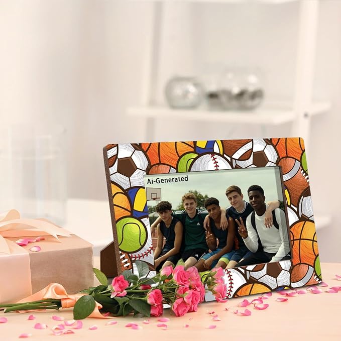 Sports Ball Picture Frame for 4x6 Photo, All Sports Photo Frame with Easel Back, Team Memory Desk Shelf Decor, Gift for Athletes Coach Boys Girls Players - Image 4