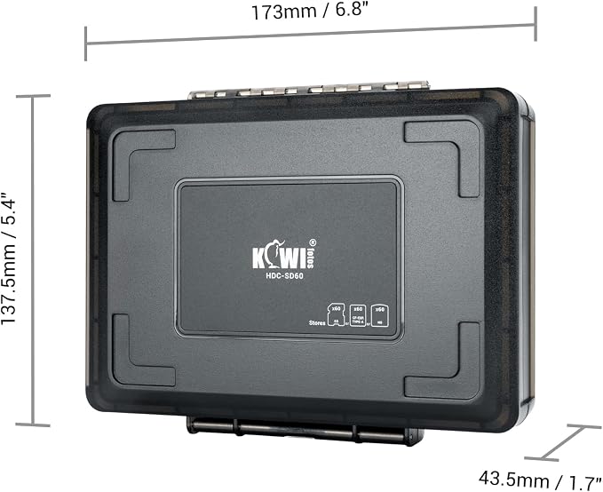 Kiwifotos 60 Slots SD Memory Card Case Holder for SD/CFexpress Type A Card | Water-Resistant & Shockproof SD Card Organizer, Hard PC Shell with Snap Closure, Custom EVA Foam Slots, with Sticker - Image 9