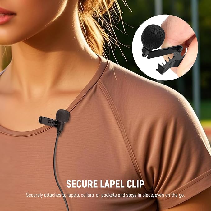 NEEWER Mini Lavalier Microphone (2 Pack), 6.6ft/2m Clip On Wired Condenser Lapel Mic with 3.5mm TRS Plug, Compatible with DJI Mic 2, Rode Wireless Go II, CM28 CM31 Camera, LM5 | Wired, Condenser, 3.5mm TRS Plug, Compatible with DJI Mic 2 Rode Wireless ... - Image 4